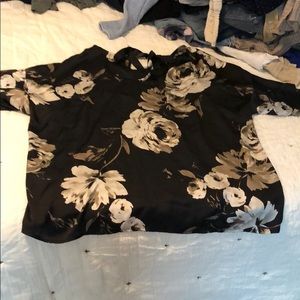 Silky Black Floral Blouse
